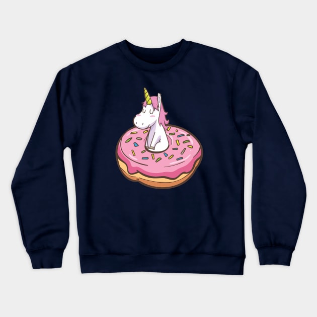 Donut disturb - Cute little unicorn on a donut you and your kids would love! - Available in stickers, clothing, etc Crewneck Sweatshirt by Crazy Collective